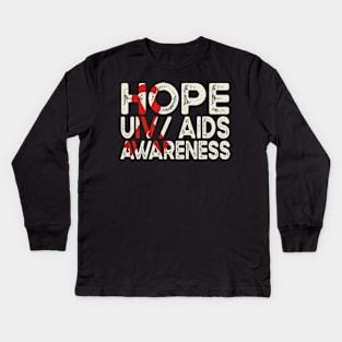 AIDS HIV Awareness Shirt, I Wear Red for World Aids Day Kids Long Sleeve T-Shirt